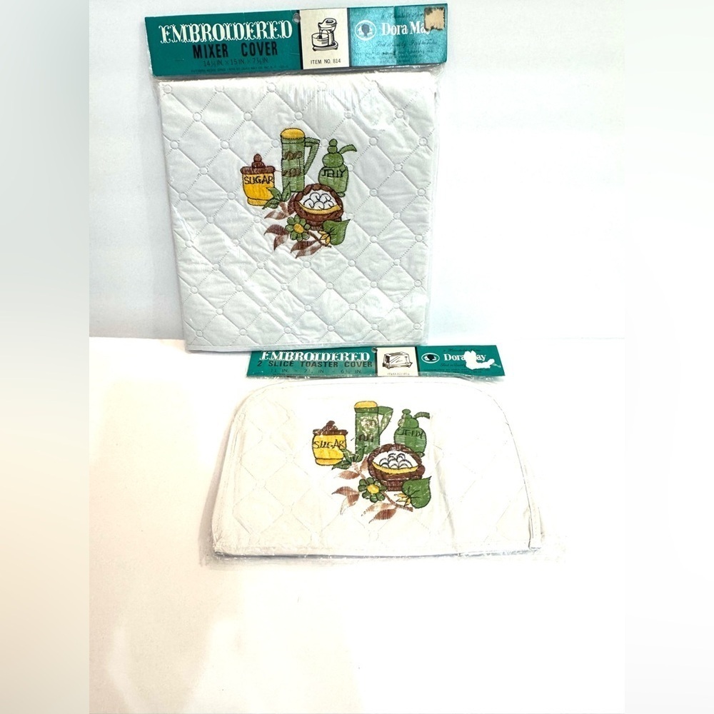 Vintage Kitchen Appliance Covers Dora May Embroidered  Toaster And Mixer NEW 70s